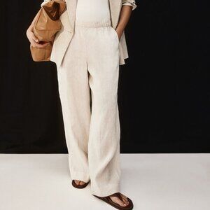 NWOT H&M Wide Leg Linen Raw Hem Pants Women S
